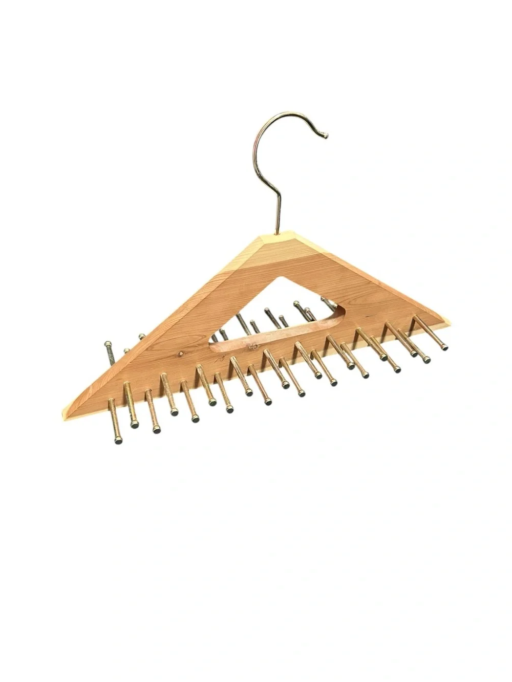 Wood and Gold Multi-Peg Scarf & Accessory Hanger - Natural